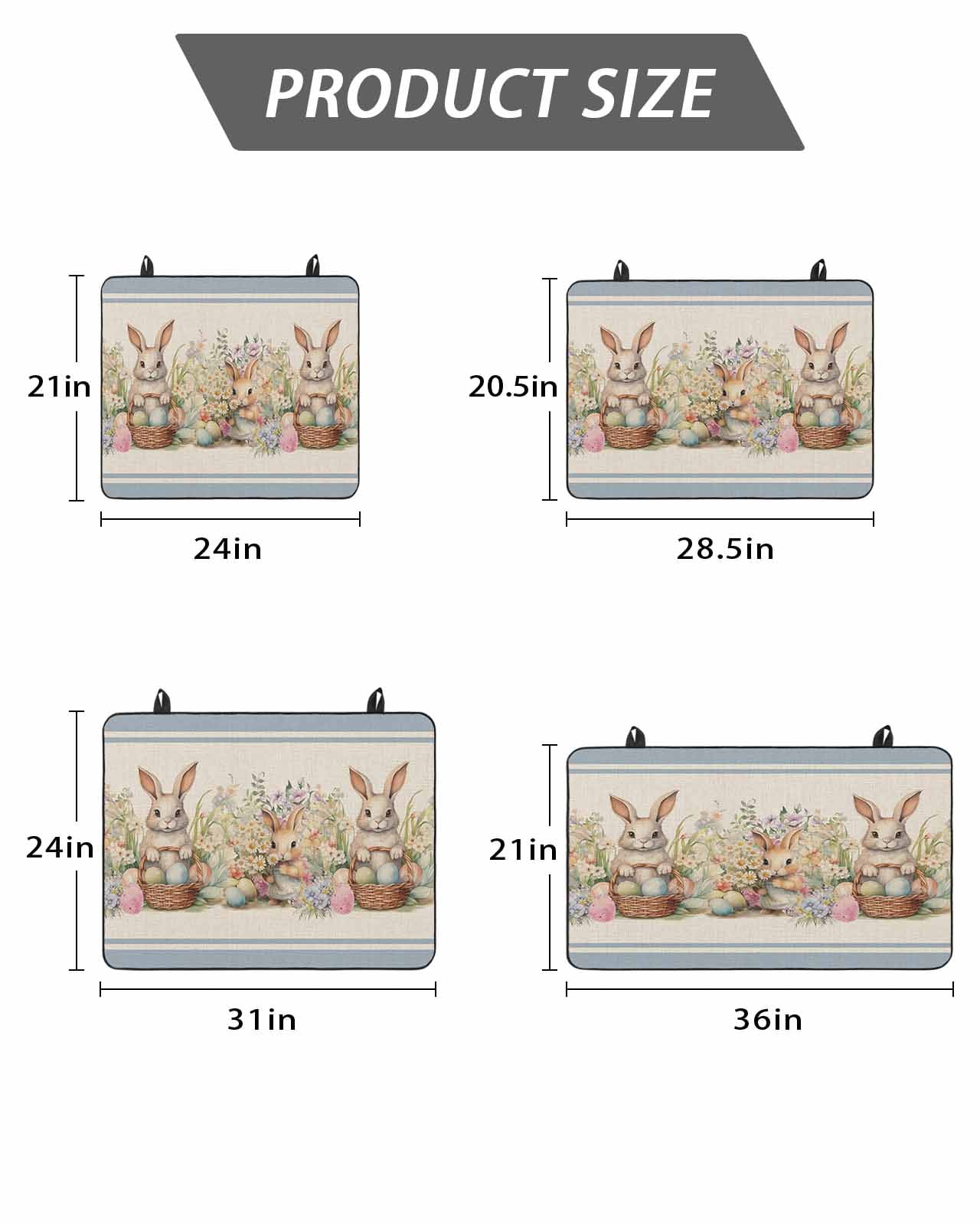 Stove Top Covers for Electric Stove, Easter Bunny Blue, Glass Stovetop Cover Protector, Rustic Daisy Flower Easter Basket Egg Induction Cooktop Protector Oven Mat for Kitchen Countertop 24"x21"