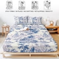thumbnail image 5 of Twin Sze Fitted Sheet Set - Blue Garden Vintage 2 Piece Bedding Sets 16" Deep Pocket Fitted Sheet with 1 Pillowcase, Modern Art Building Boat Tree Brushed Microfiber Hotel Luxury Bed Sheets, 5 of 9