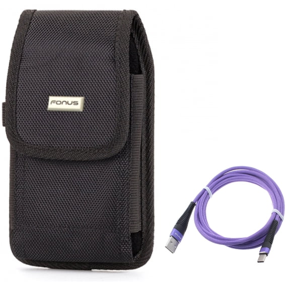 Swivel Case Belt Clip w Purple 6ft USB Cable for Samsung Galaxy A73 5G,A53 5G,A33 5G Phones - Holster Rugged Cover Pouch, Type-C Charger Cord Power Wire