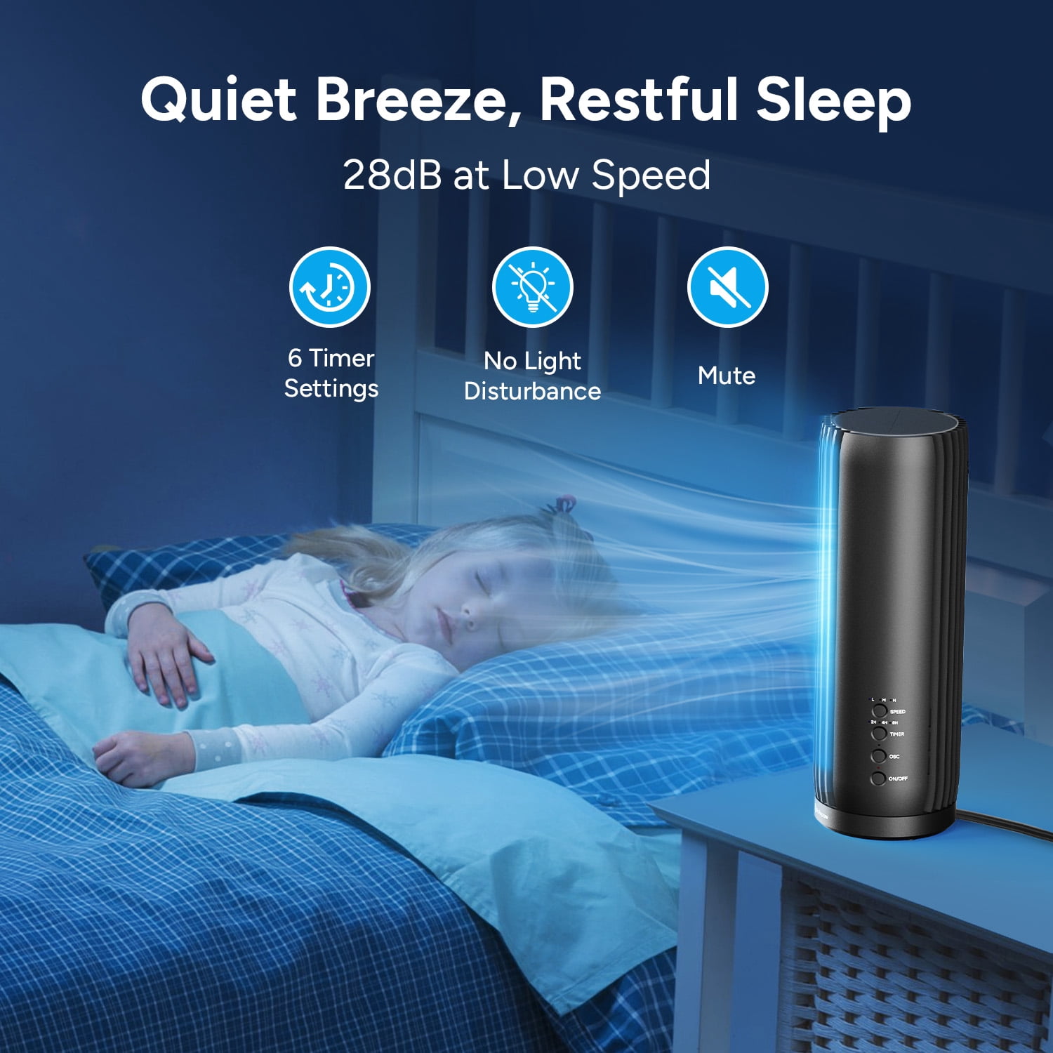 Dr. Prepare 12.7" Bladeless Tower Desk Fan with Remote, Quiet 28 dB Table Fan for Bedroom