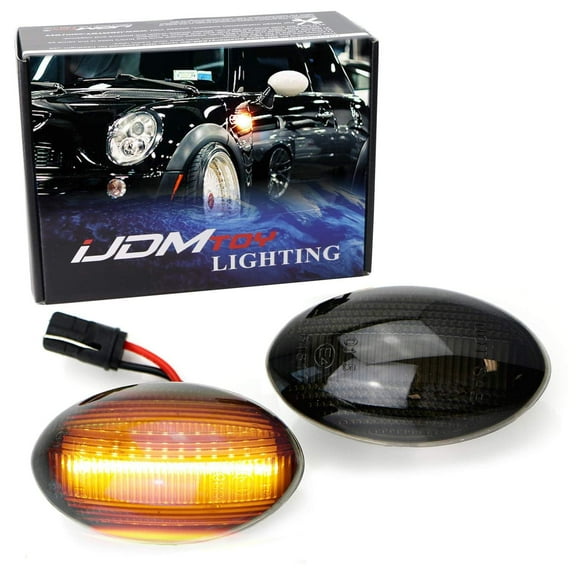Smoked Lens Amber Full LED Front Side Marker Lights For 2002-2006 R50 R52 R53 MINI Cooper, Replace OEM Fender Sidemarker Lamps