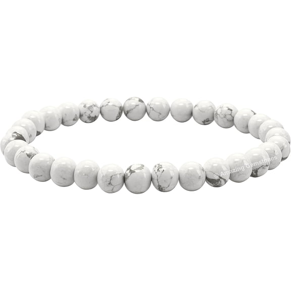 Howlite Crystal Bracelet - 6mm Beaded Bracelet and Healing Stones