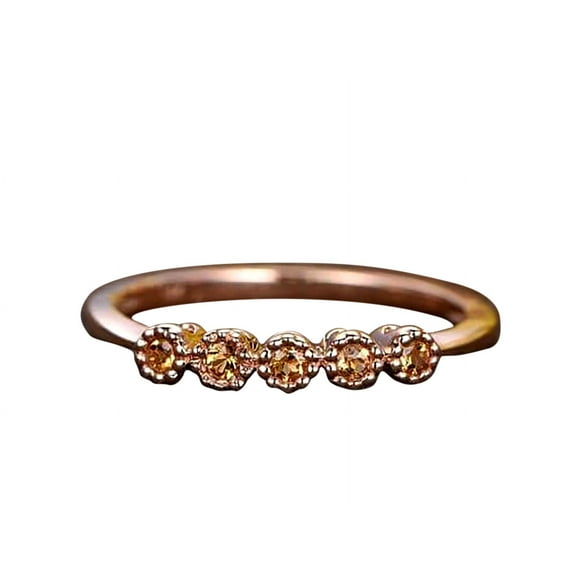 0.25 Carat Citrine Floral Wedding band bridal ring stacking matching band promise ring Sterling Silver with 18k Gold Plating