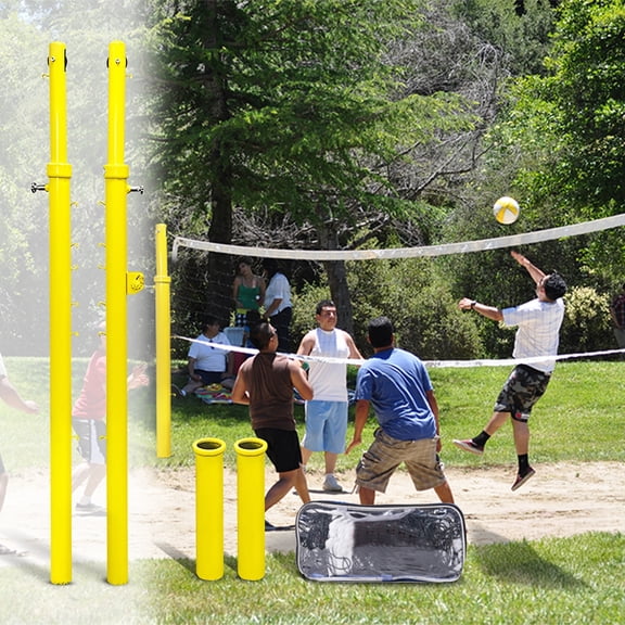 Indoor Volleyball Net System，Volleyball Net Poles with Adjustable Height, Outdoor Volleyball Nets and Poles, Professional Volleyball Poles for Gym, School