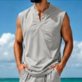 thumbnail image 4 of Satingcolo Sleeveless Henley Tank Tops for Men Notch V Neck Chest Pocket Casual Shirts Summer Outdoor Camping Gym Athletic Shirt, 4 of 6