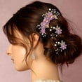 thumbnail image 4 of Juego de 3 combinaciones de horquillas para el pelo de color azul y morado, tocado para novia y boda, 4 of 4