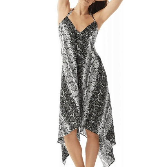 Vince Camuto BLACK Printed Convertible Swim Cover-Up Dress, US Small