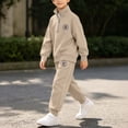 thumbnail image 5 of Xdegoge Tween Boys Clothes 2 Piece Outfits Long Sleeve Half Zip Pullover Sweatshirt and Athletic Jogger Sweatpants Set with Pockets Fall Winter Casual Sports Sets, 5 of 9