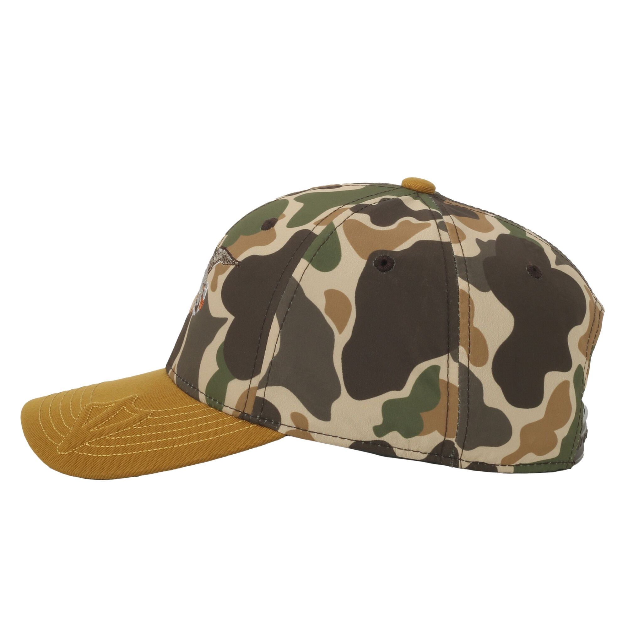 Outdoor Cap Mallard Duck 6-Panel Structured Hat – Embroidered Camo Cap with Brown Visor, One Size