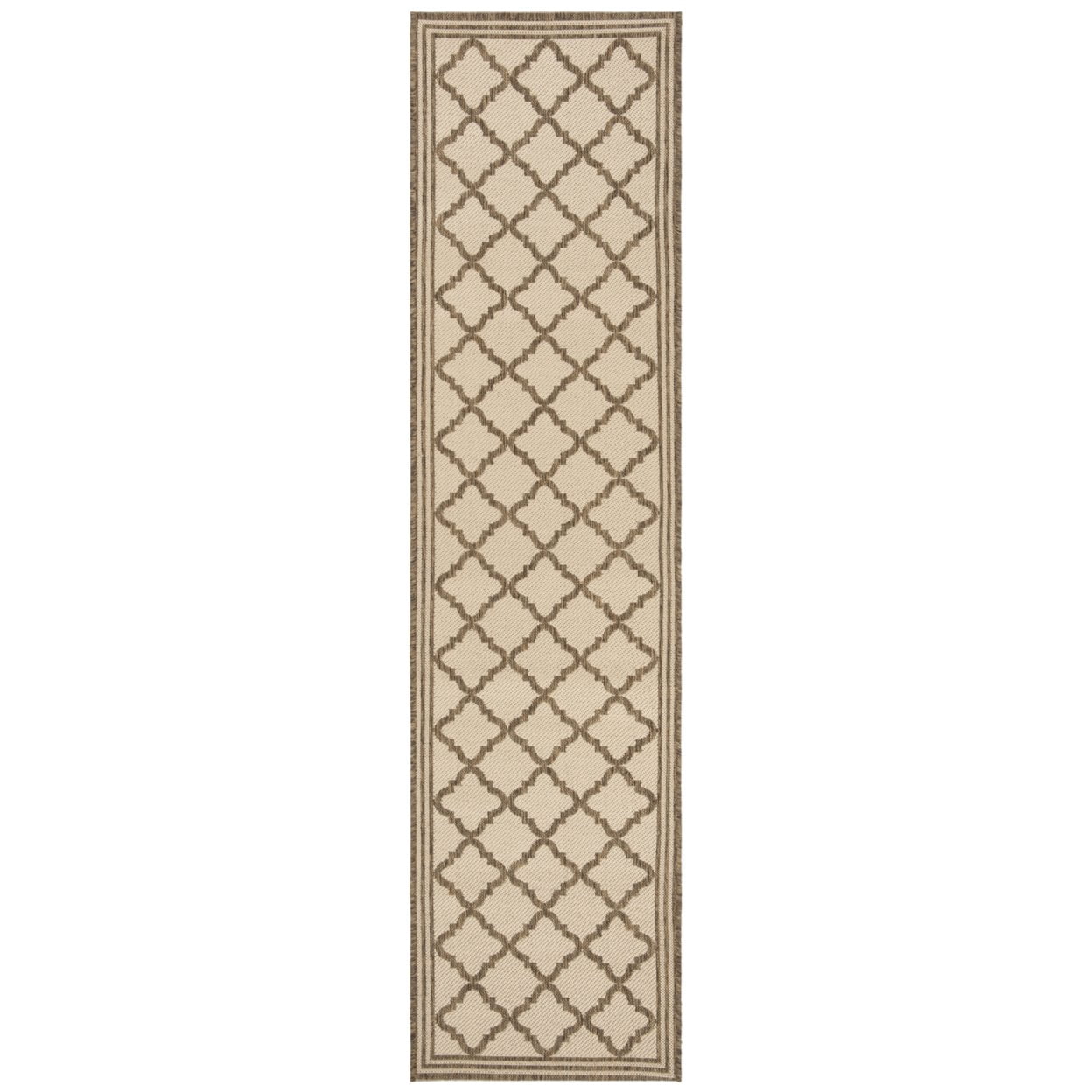 SAFAVIEH Beach House Richard Geometric Indoor/Outdoor Runner Rug, Cream/Beige, 2'2" x 12'