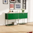 thumbnail image 4 of Raffle Pinker Freestanding Storage Cabinets 2-Layer Metal Cabinets with 2 Doors and Shelves for Garage,Living Room,Kitchen,Green, 4 of 7
