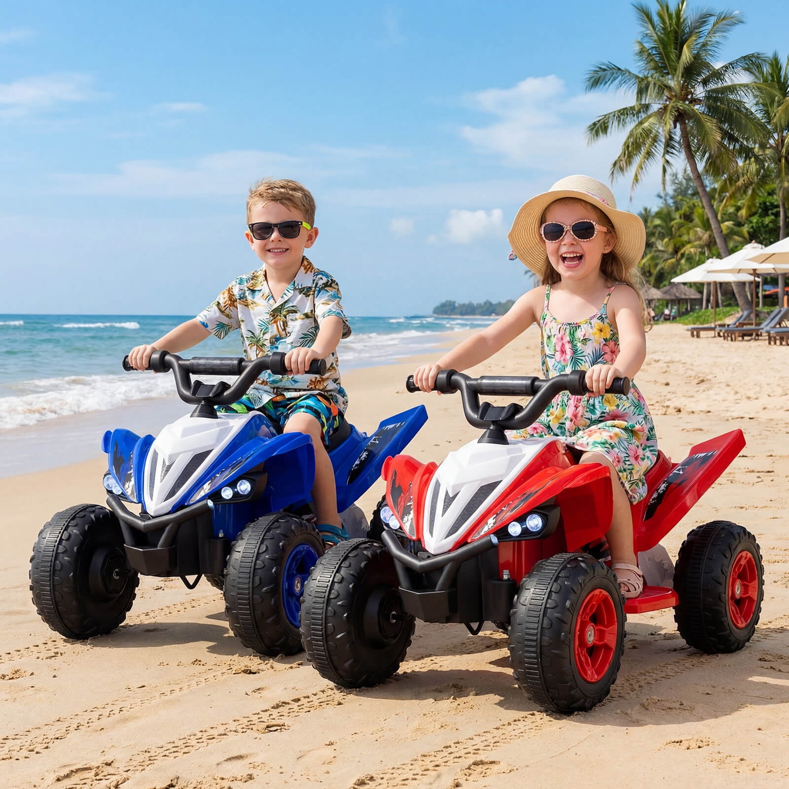 Infans 12V Quad 4 Wheeler Ride on Toy with Music, Light, USB Port, Wireless Connection