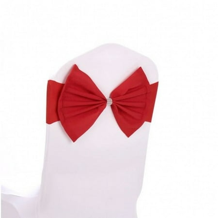

10Pcs Red Chair Bows Sashes Elastic Spandex Wedding Chair Bows Decorative Party Chair Sashes Elegant Chair Ribbons Tie Bands for Birthday Baby Shower Event Trade Show Decorations