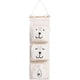 thumbnail image 1 of Hanging Storage Bag - Cute Linen Fabric Storage Bag Behind Wall Hanging Basket With 3 Pocket Bags, 1 of 5