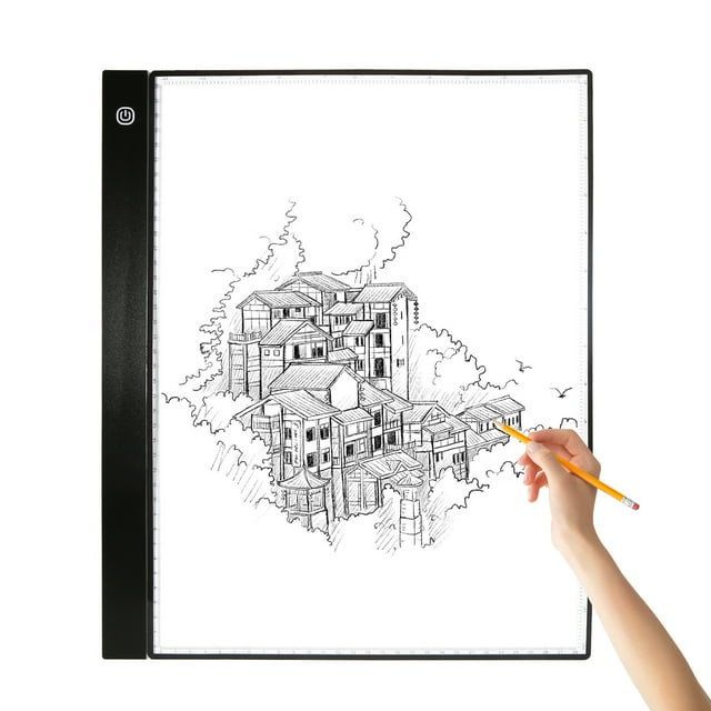 A3 LED Tracing Light Box Pad Graphic Tablet 4mm Ultra-Thin Drawing Board Copyboard 3 Levels Dimming with Separate Scale Plate Clips USB Cable for Artist Animation Designing Sketching Calligraphy