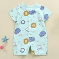 thumbnail image 2 of KPOPLK Baby Boys One-Piece Pajama Summer Short Sleeve Animal Print Romper PJM Bodysuit for Infant Newborn Size 12-18 Months,Mint Green, 2 of 4