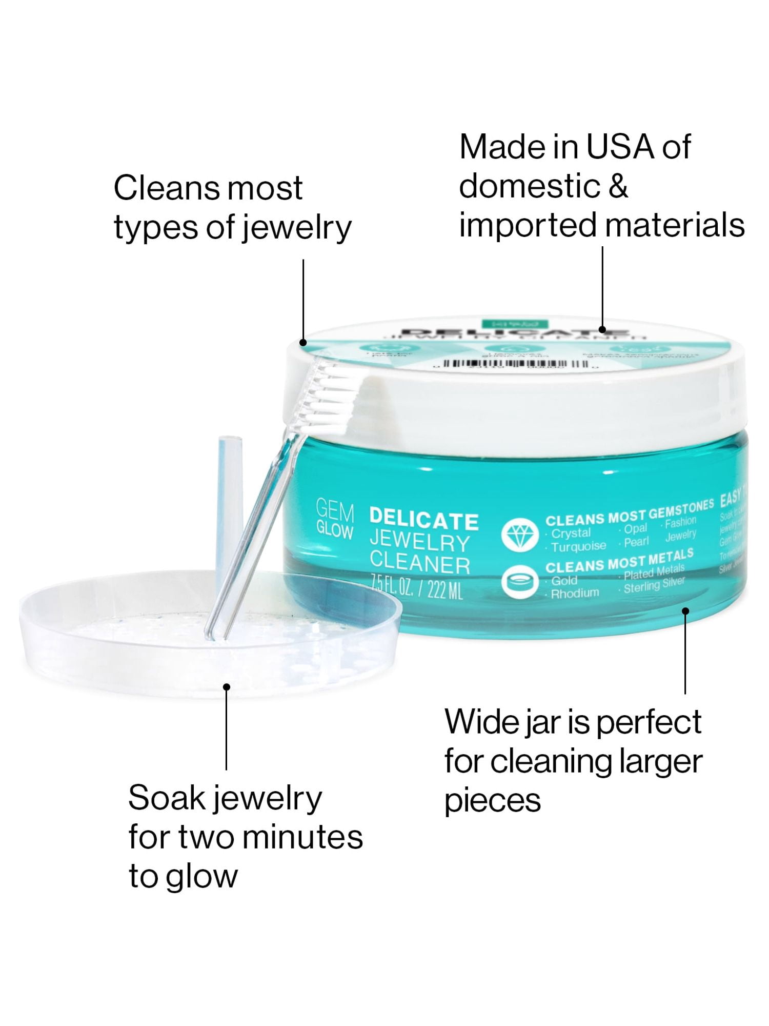 Gem Glow Jewelry & Watch Complete Pro Care System with Ultrasonic Cleaning Machine, Plastic