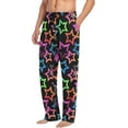 thumbnail image 4 of Men's Pajama Pants with Pockets Sleepwear Lounge Pants Stretch Casual Rainbow Stars Black, 4 of 6