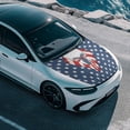thumbnail image 4 of Uorisanigo Car Hood Cover Protection Stretch Polyester Fabric Cover American Flag Suit Print Car Hood Wrap Blanket Easy Installation Removable Automotive Accessories Suitable for Cars, 4 of 7