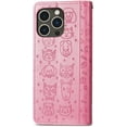 thumbnail image 3 of Wallet Phone Case for iPhone 14 Pro,Cute Cartoon Cat Dog Pattern PU Leather Case with Magnetic Clasp and Cash Card Slots Holder Cover for iPhone 14 Pro (6.1),CD Pink, 3 of 9