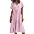 thumbnail image 2 of Blmnix Women's Dresses Vacation Dress Beach Dress Fit & Flare Petticoat V-Neck Short Sleeve Cocktail-Length Womens Summer Dresses Casual,M, 2 of 6