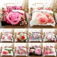 thumbnail image 2 of Size Full Beds Single For 3PCS Set Bedding Floral Pink Cover Comforters Bed Double Set Cover Duvet Quilt Rose, 2 of 7