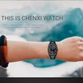 thumbnail image 3 of Relojes luminosos con calendario casual de cuero Chenxi, color de fondo plateado y negro, 3 of 5