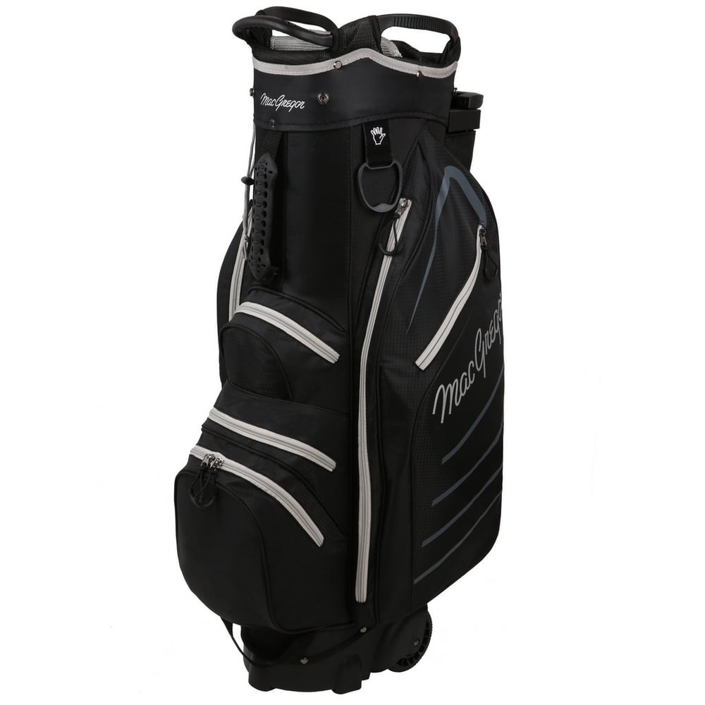 MacGregor Golf VIP Cart Bag with Built In Wheels / Handle, 14 Way Divider, Black/Silver