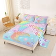 thumbnail image 2 of jejeloiu Rainbow Mermaid Tail Bed Sheets For Girls,Sparkling Print Shell Starfish Full Size Sheets,Pink Blue,4 Pieces,1 Flat Sheet, 1 Fitted Sheet and 2 Pillowcases, 2 of 6