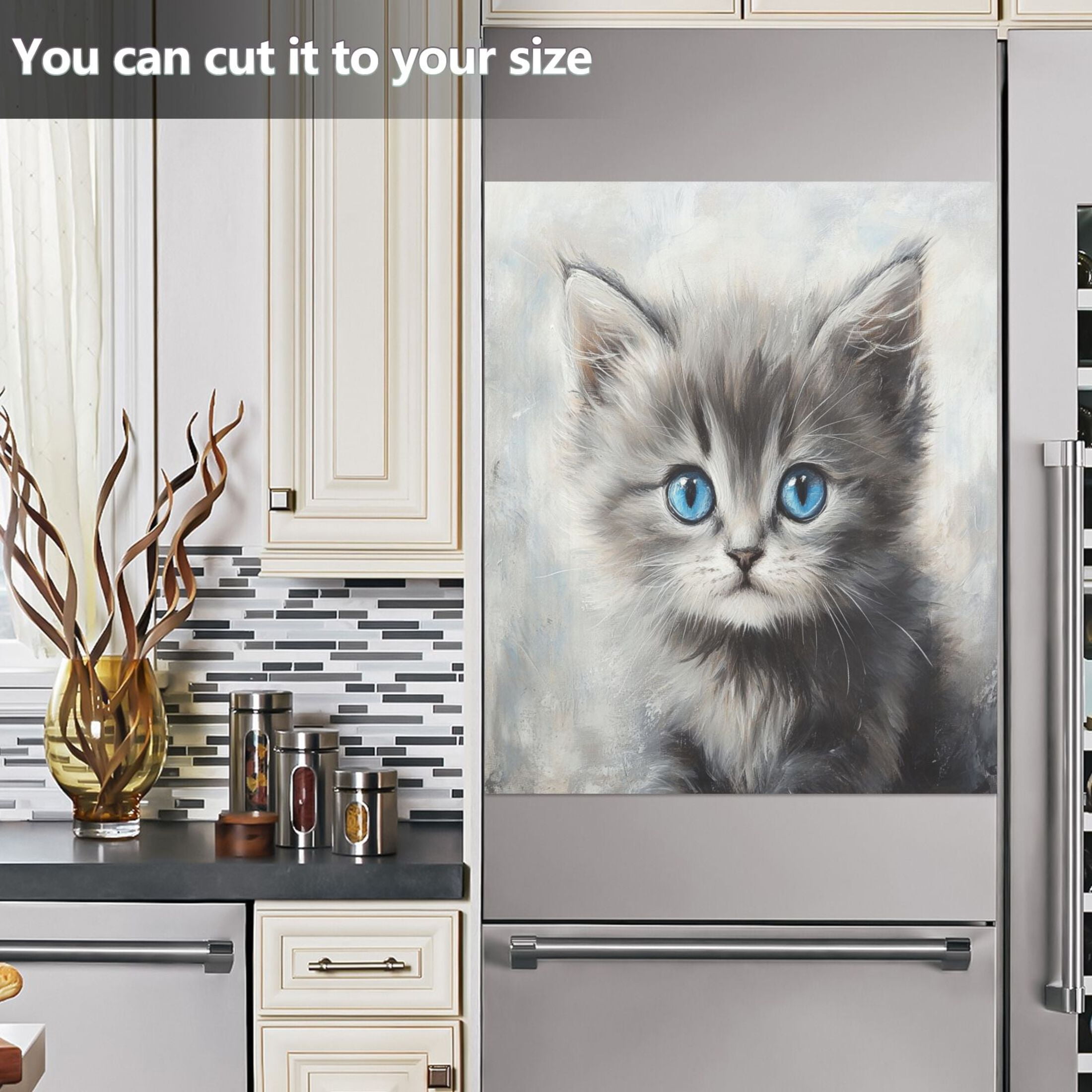 Dishwasher Magnetic Sticker 23x26 Inch Refrigerator Magnetic Sticker Washing Machine Magnetic Sticker Kitchen Panel Magnetic Sticker Home Decor Beautiful Blue-eyed Cat