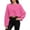 Pink, variant on Women Long Sleeve Crew Neck Loose Fit Casual Cropped Sweatshirts Tops