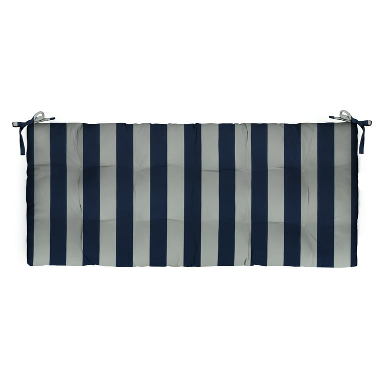 Rsh dcor Indoor Outdoor 2 Tufted Bench Cushion with Ties (36 x 14 x 2), Cancun & White Stripe