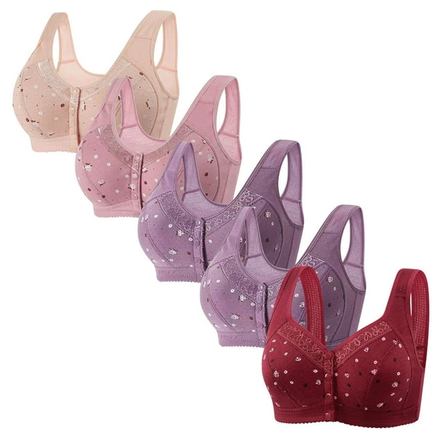 LOVZFMLL Bras for Women 5pc Woman's Comfortable Lace Breathable Bra Underwear No Rims Pink S