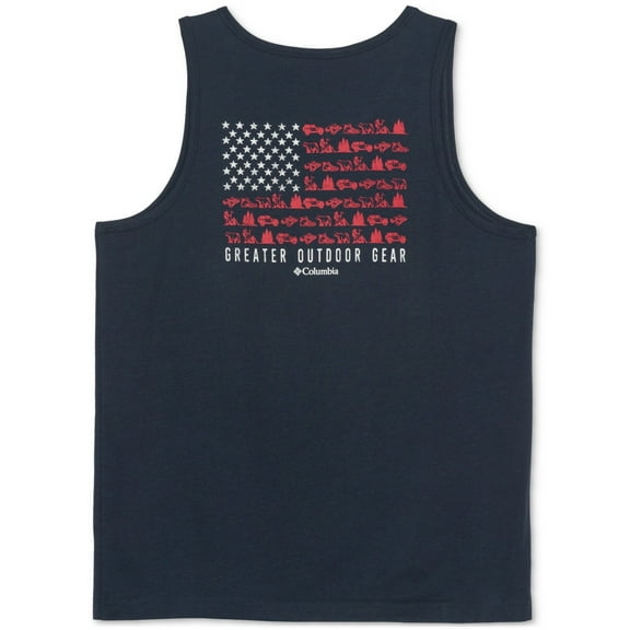 Columbia Mens Regular fit Sleeveless Graphic  Tank Top Shirt Small Blue Solid