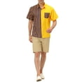 thumbnail image 2 of MODA NOVA Big & Tall Men's Summer Hawaiian Stripe Patchwork Button Down Shirt Multicolor Yellow LT, 2 of 6