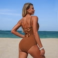 thumbnail image 6 of Tsesme Women’s Swimsuit Cowl Neck One Piece Bathing Suit Back Strappy Ruched Modest Swimwear, 6 of 7