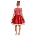 thumbnail image 2 of renvena Girls Christmas Party Costume 2 Piece Outfits Sequins A Line Dress with Candy Cane Striped Short Coat Red 16, 2 of 7