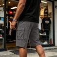thumbnail image 4 of CCRFTGI Mens Shorts Cargo Casual Elastic Waist Work Shorts Loose Fit Hiking Short Drawstring Pants with Multi Pockets Dark Gray 3XL, 4 of 6
