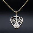 thumbnail image 4 of Music Guitar Pick Pendant Necklace for Women/Men Stainless Steel Gold Color Punk Bass Note Chain Necklace Party Jewelry collar, 4 of 5