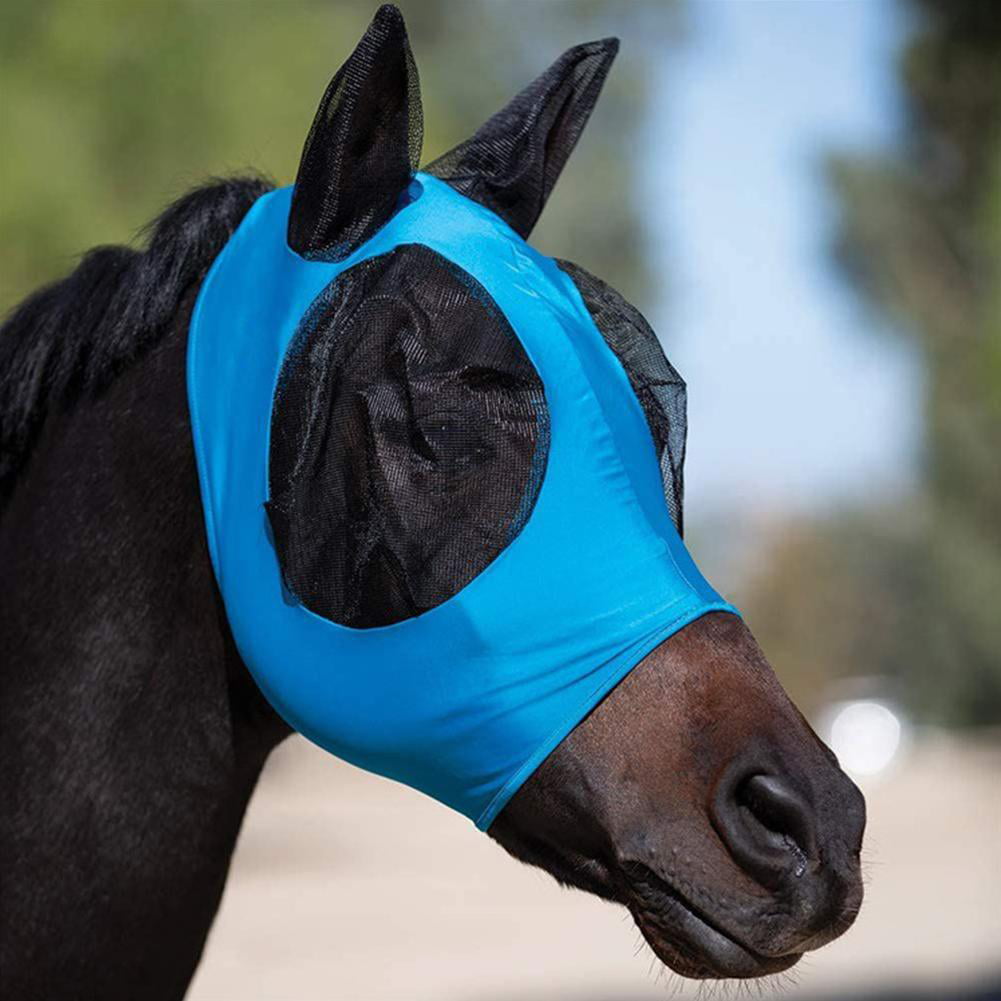 TGW Riding Horse Fly Mask Super Comfort Horse Fly Mask Elasticity Fly Mask with Ears We Only Make Products That Horses Like (Midnight Blue, L)