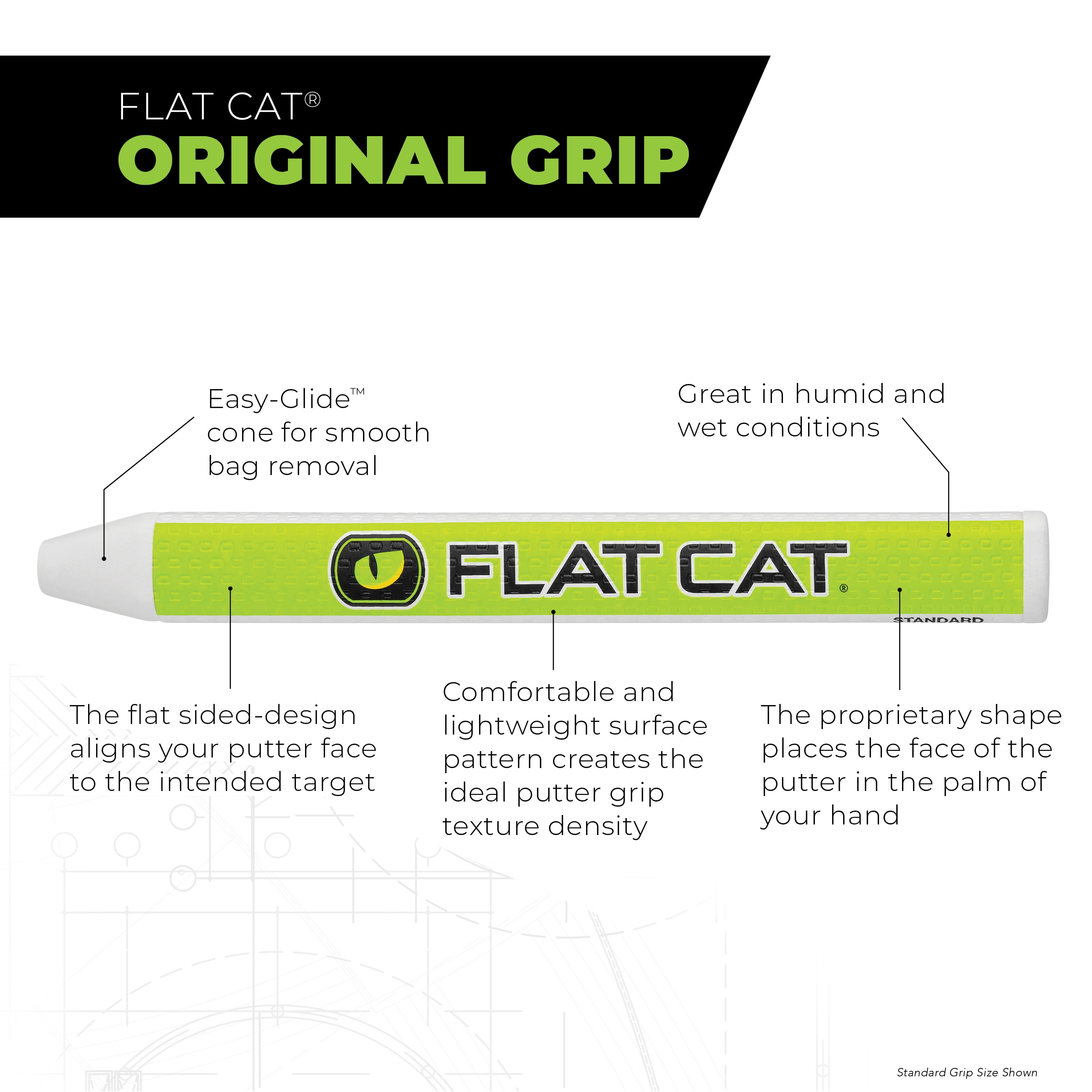 Flat Cat Original Golf Putter Grip – Big Boy Oversize, Easy-Glide Cone, Non-Slip Design