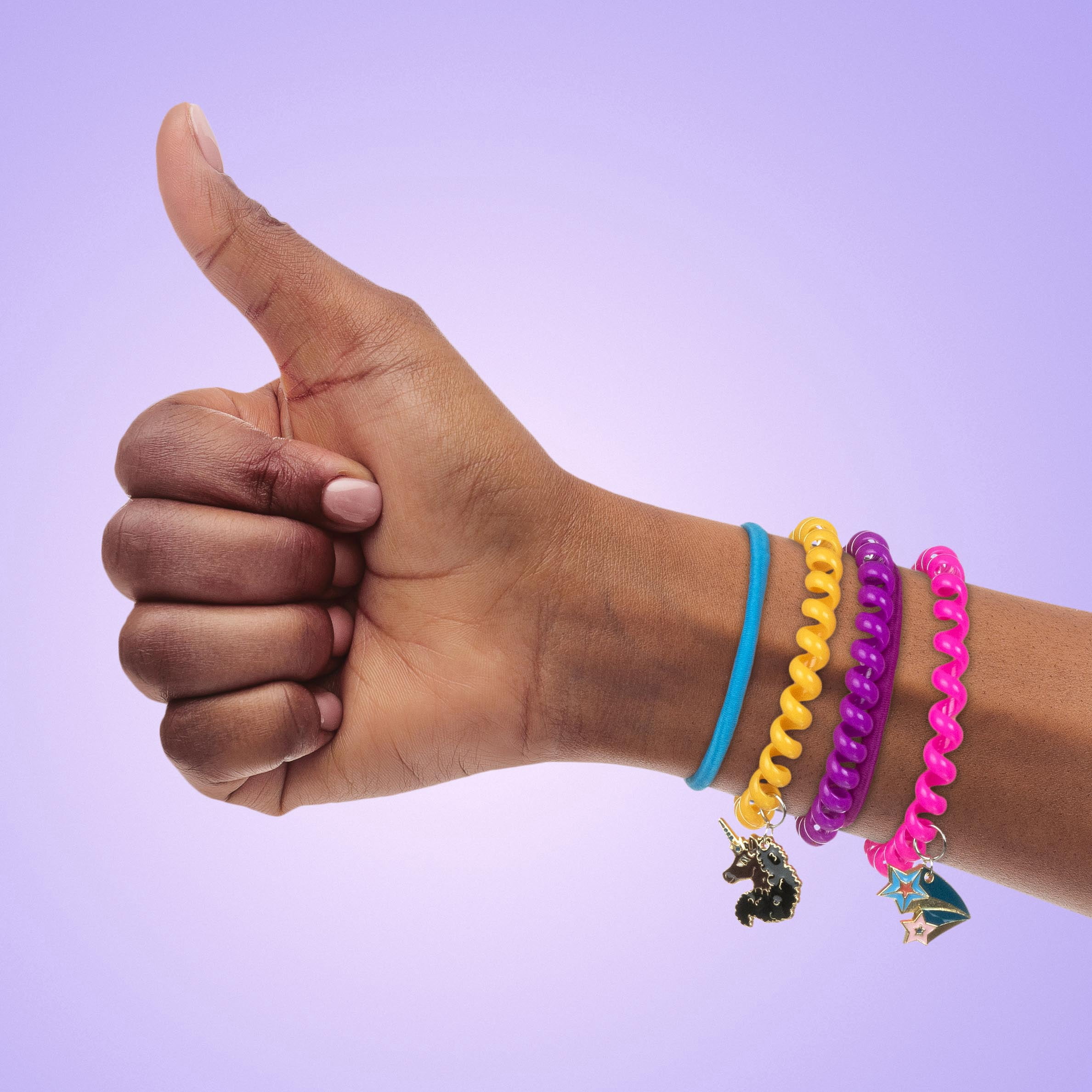 Afro Unicorn Hair Elastics & Coils with Charms Spiral Ponytail Holder, Assorted Colors, 20pc, Kids Ponytail Holder