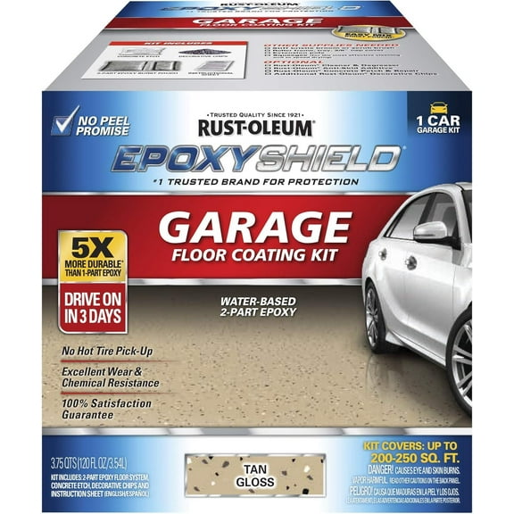 Rust-Oleum EPOXYSHIELD Garage Floor Kit, Tan, Gloss, 1 Gallon - 251966