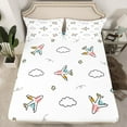 thumbnail image 2 of Aircraft Bed&nbsp;Sheets&nbsp;Set Airplane Sheet&nbsp;Set King,Helicopter Aircraft Military Transport Vehicles Sheets Aeroplane Hand Drawn Bedding&nbsp;Set,Airliner Plane Clouds Room Decor, 2 of 5
