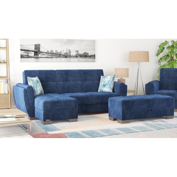 Ottomanson Origins Air Upholstered Storage Ottoman, Blue