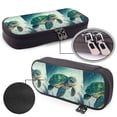 thumbnail image 4 of Lsque Watercolor Turtle1 Printed Big Capacity PU Leather Pencil Case Large Pencil Pouch Stationery Pen Bag Pencil Holder for Teen, 4 of 6