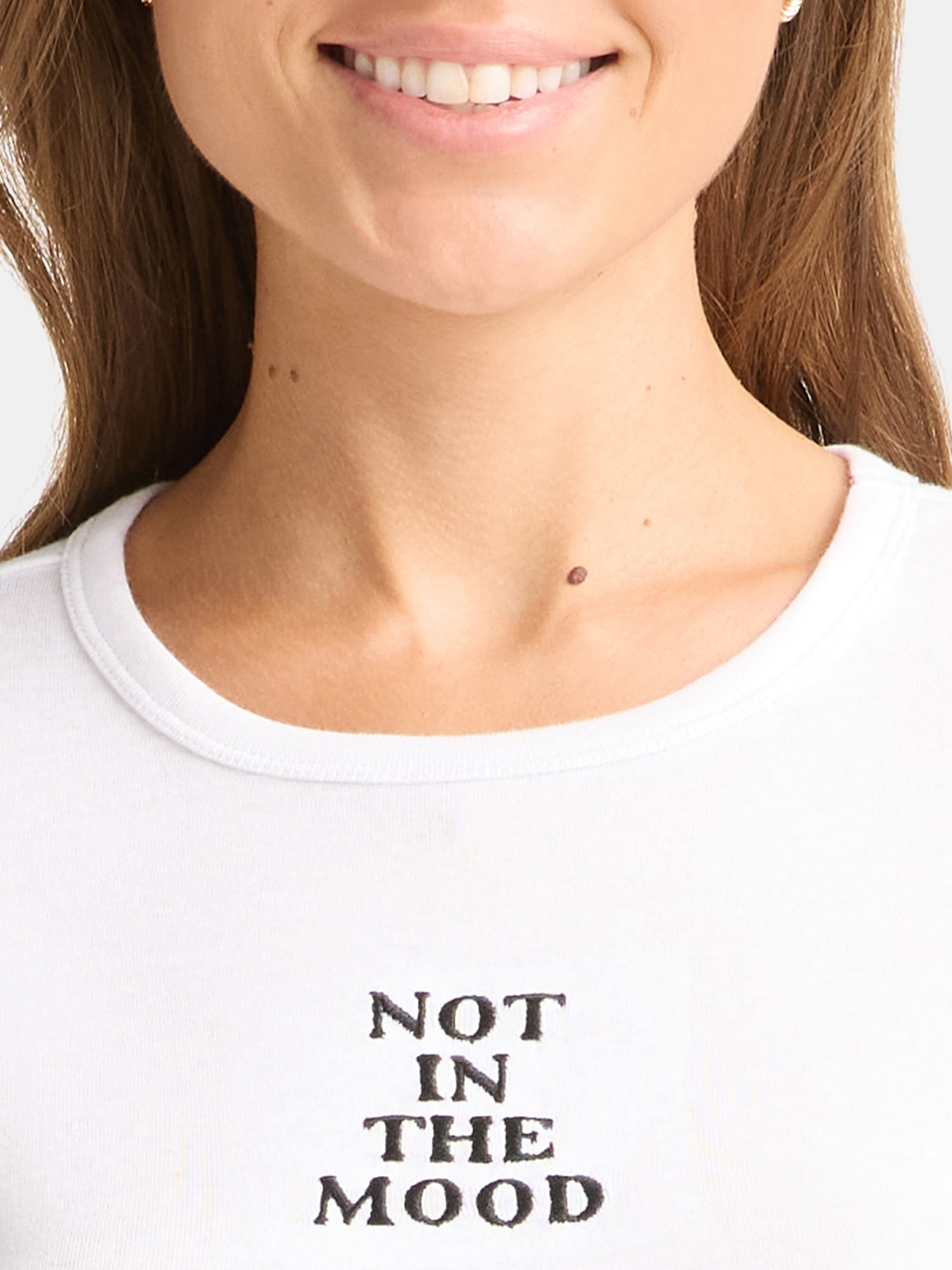 Cactus and Pearl Women's Not In The Mood Graphic Tee with Short Sleeves, Sizes XXS-XXL