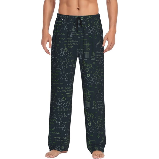 Kdxio Chemistry Formulas 2 Pattern Men's Pajama Pants, Elastic Waist with Drawstring and Pockets, Comfortable Loungewear-Medium
