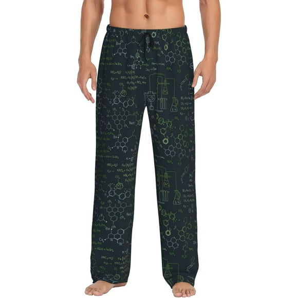 Kdxio Chemistry Formulas 2 Pattern Men's Pajama Pants, Elastic Waist with Drawstring and Pockets, Comfortable Loungewear-Medium