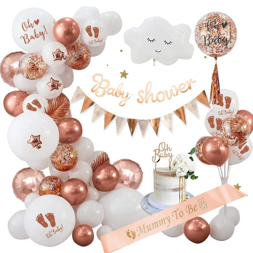Baby Shower Decoration Neutral, Rose Gold Baby Shower Decorations Oh Baby Decoration Neutral with Mommy to Be Sash, Baby Shower Banner, Cake Topper , Baby Shower Decoration Gender Reveal Decoration